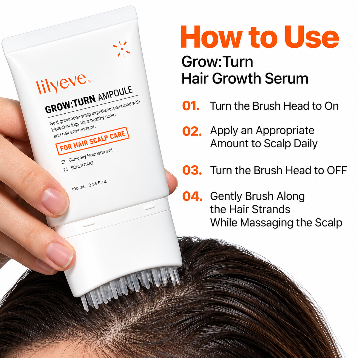 Lilyeve GROW:TURN Exosome Brush Ampoule – Hair Growth Serum (100 mL)